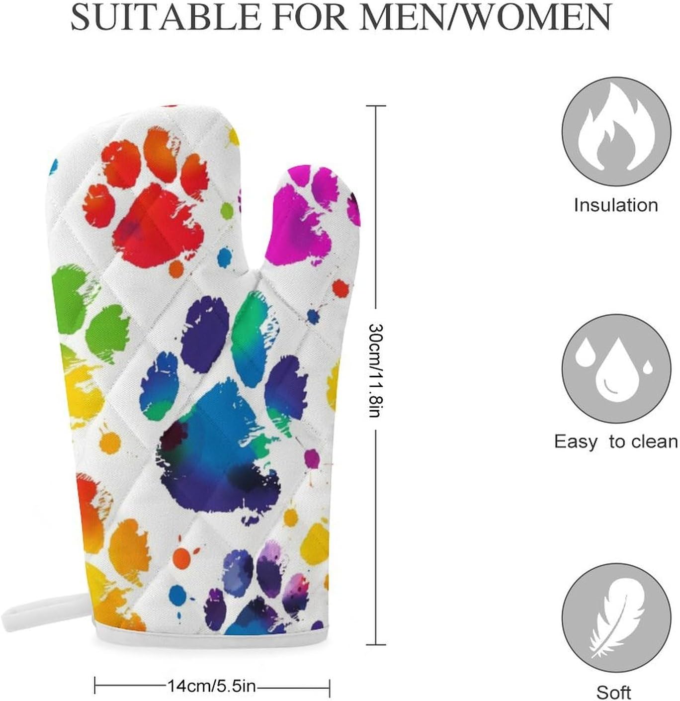 2 Pcs Oven Mitts Heat Resistant Kitchen Gloves Soft Safety Colorful Dog Paw Print Oven Glove for Microwave, Barbecue