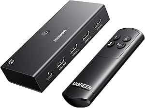 UGREEN HDMI Switch 3 in 1 Out, 4K@60Hz HDMI Splitter with Remote Supports HDR10+, 3D, Dolby Atmos, HDCP 2.2 Switcher Compatible with PS5/4/3 Xbox Series Roku TV Fire Stick Blu-Ray Player