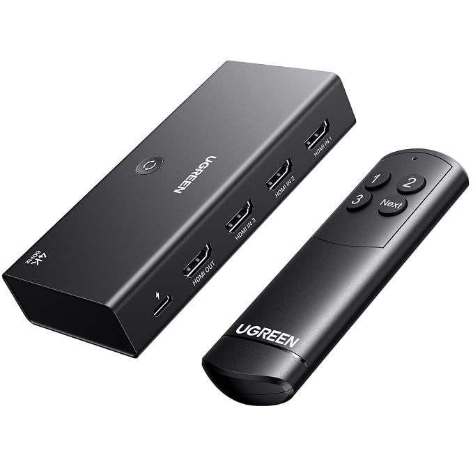 UGREEN HDMI Switch 3 in 1 Out, 4K@60Hz, with Remote, HDR10+, 3D, Dolby