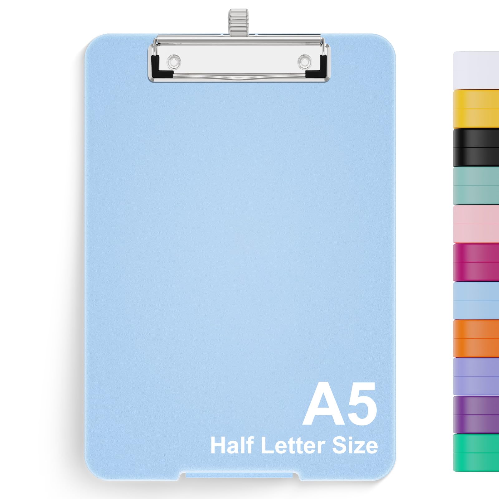 Hongri A5 Clipboard with Storage, Metal Retractable Pen Holder, 6 x 9'' Nursing Plastic Foldable Clip Board, Office Supplies, School Supplies, Menu Box for Work, Blue