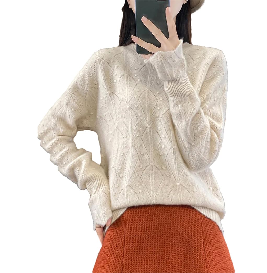 Dninmim Maglione da donna in lana con vestibilità ampia e pullover pigro