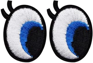 Eyeball Patches, Set of 2, Embroidered Patches, Iron-on, Height 1.5 inches (3.8 cm) x Width 1.1 inches (2.9 cm), Set of 2, Mini Patches, Appliques, Iron Patches, Handicrafts