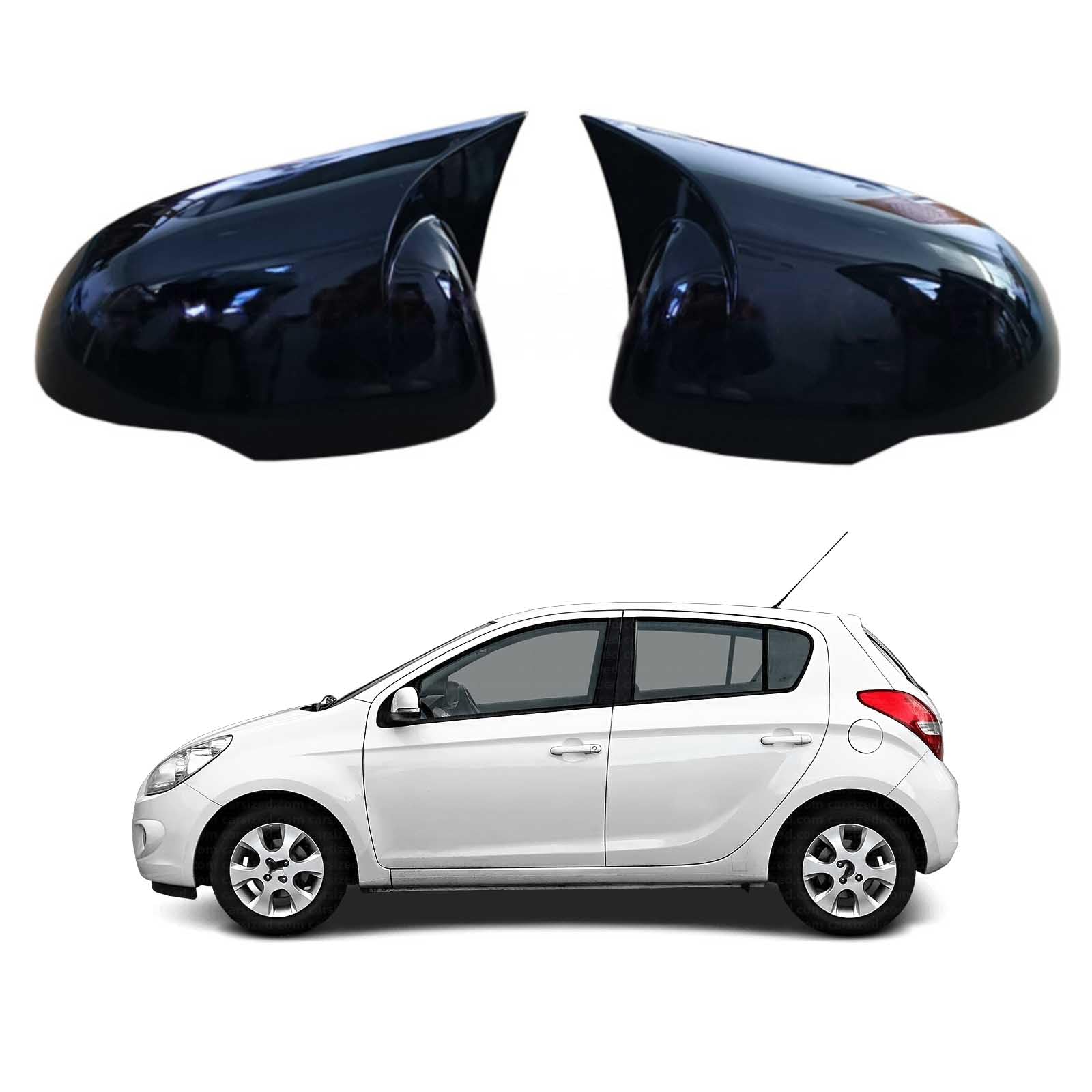 PAPEP Door Mirror Cover Caps for Hyundai i20 2008-2014 Glossy black, Left Right Side Wing Rearview Mirror Cover Lid 2 Pieces Exterior Styling Accessory