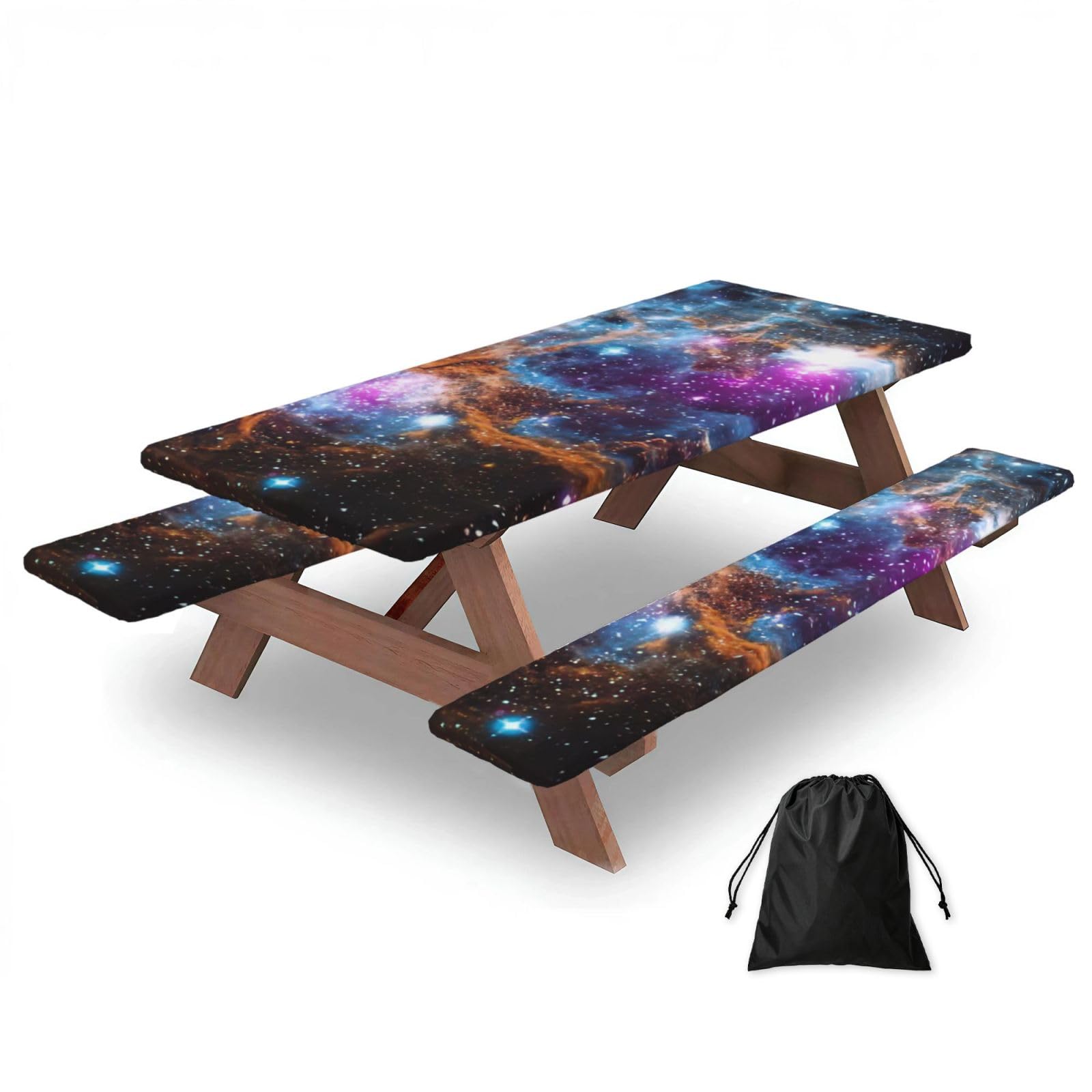 AYYQWE Universe Galaxy Space Print Picnic Table Bench Cover Outdoor Garden Party Decor Daily Accessory Gift
