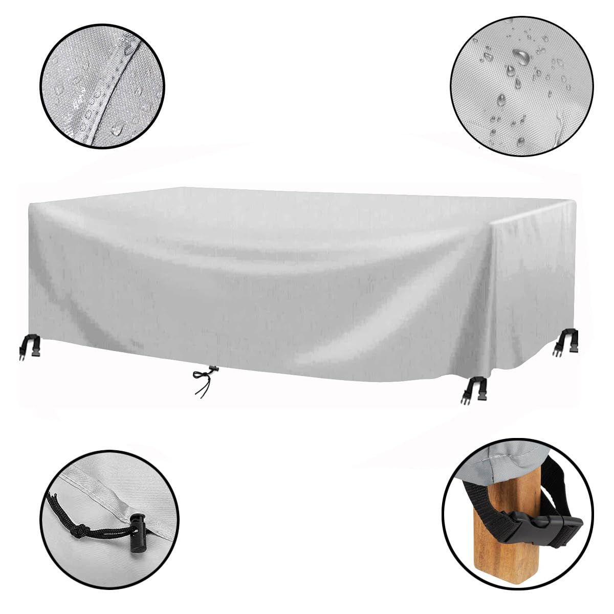 Housse Table de Jardin, Housse Salon de Jardin Exterieur Rectangulaire Couverture de Protection Meubles ​Bâche Salon de Jardin Imperméable Anti-UV 600D Oxford Bache Table Exterieur 220x130x85cm