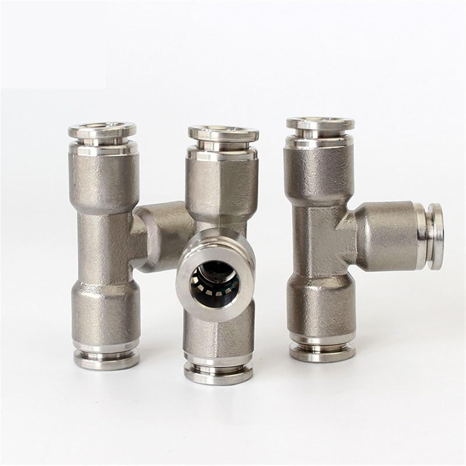 10PCS 304 Stainless Steel Pneumatic Connector Quick-plug Quick Connector T-type Tee PE-4/6/8/10/12/14/16 Fittings (Color : PE10 (10PCS))