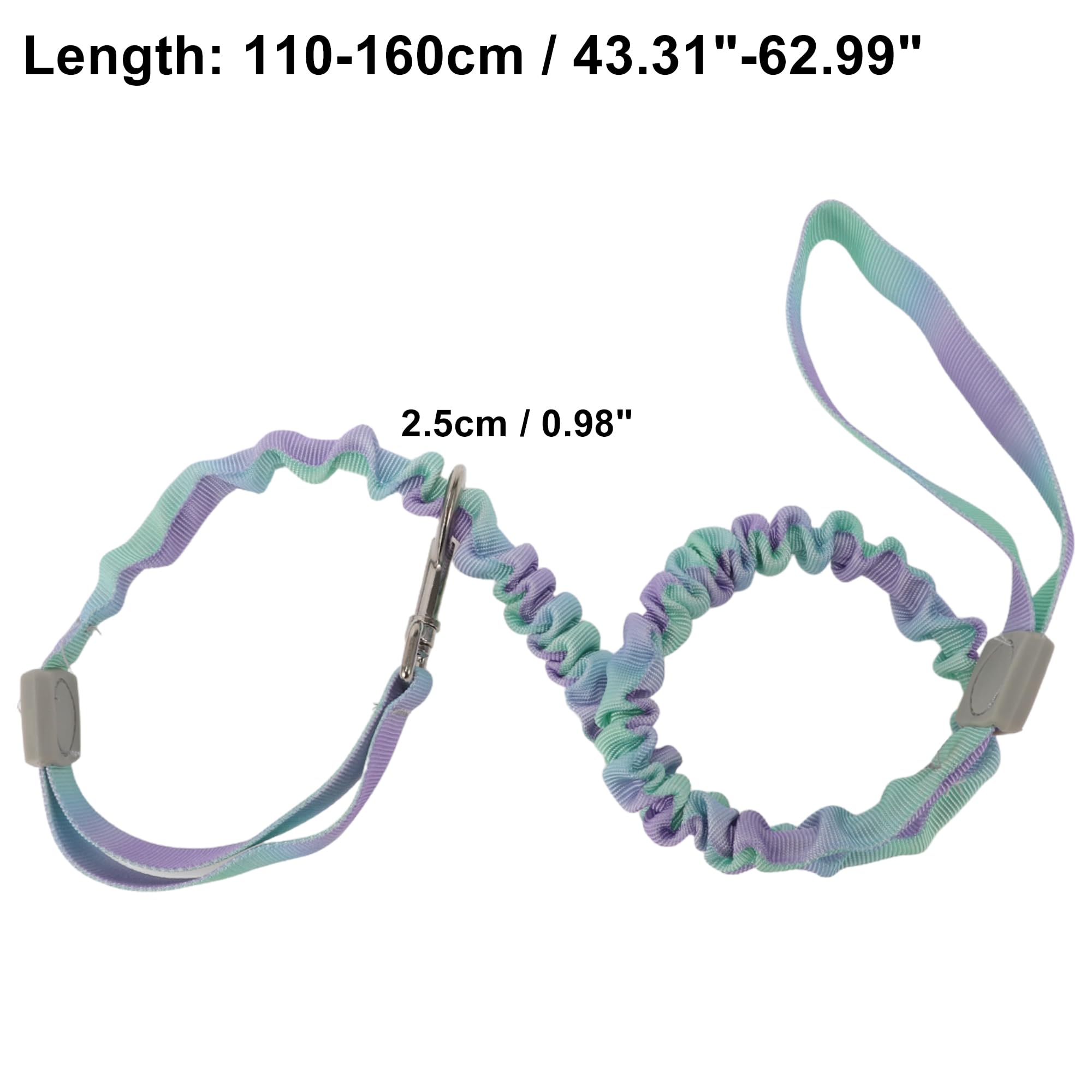 CAPASTEC Guinzaglio a Doppia Maniglia per Cani, Corda Elastico Nylon, Verde Viola Gradiente, Lunghezza 110-160cm