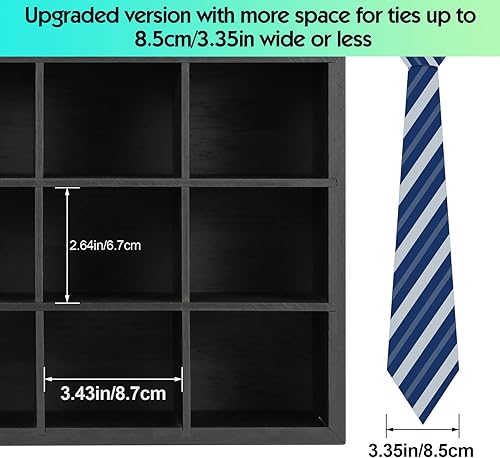 Miniatura 3 de B4Life Estante de corbata montado en la pared, organizador de corbatas para pared, organizador de corbatas de bambú para hombre, soporte de pared