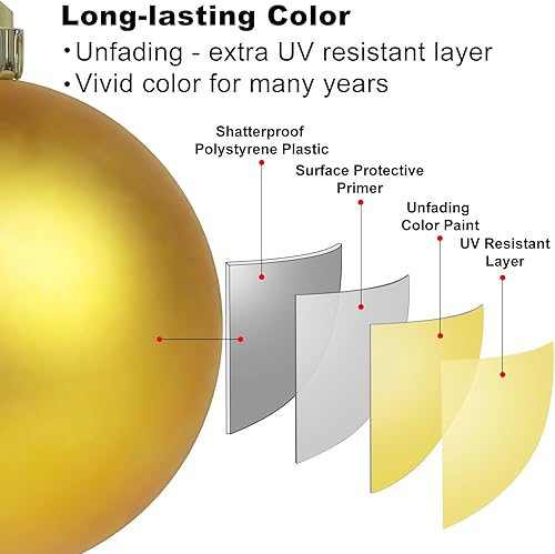 Miniatura 4 de Esferas de Navidad grandes de 3.2 pulgadas, color dorado, inastillables, adornos colgantes para árbol de Navidad, cumpleaños, Halloween, fiestas,