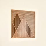 NEODECO Mountain Range-Single wood wall decor for Living Room Bedroom, minimalist landscape abstract wall art for home, line art wooden wall panel of birch plywood, 3D wall hanging (Dark, Large)