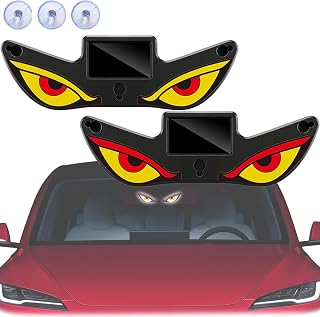 Solar Demon Eye LED Car Window Decoration, Featuring Vibration Sensor and Dual Charging Modes, Drill-Free Waterproof Design for Trucks, Vans and Various Vehicle Types (2PCS-2)