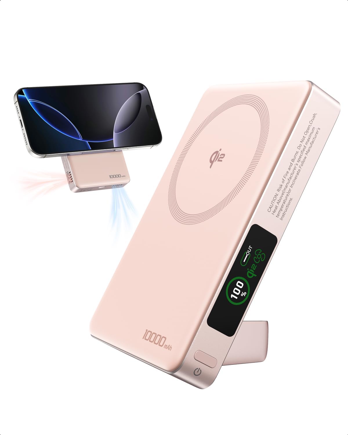 Magnetic Portable Charger for iPhone with Active Cooling, 10000mAh Qi2 15W Magsafe Power Bank with Stand, 35W USB C for Samsung Android, Wireless Battery Pack for iPhone 17/16/15 Series