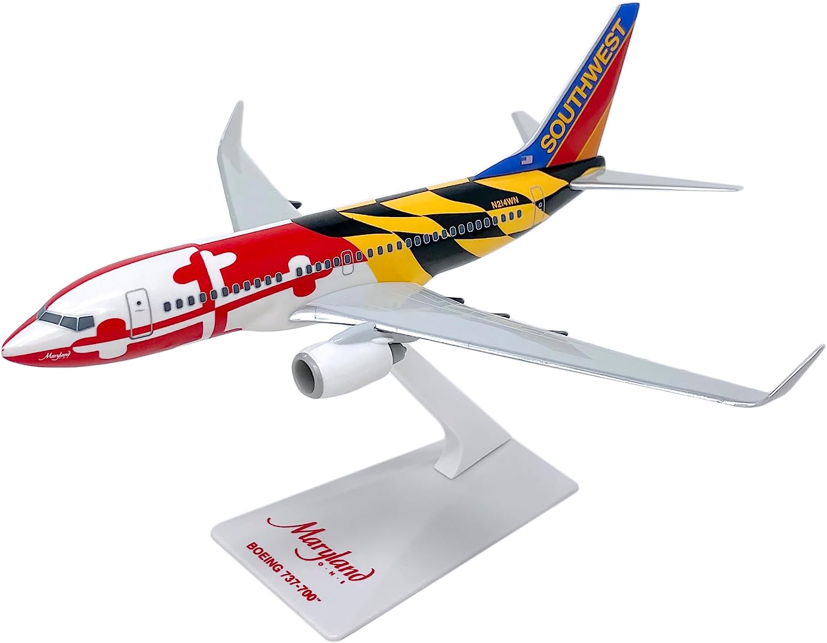 Southwest Maryland 737-700 Airplane Miniature Model Plastic Snap Fit 1:200 Part# ABO-73770H-023