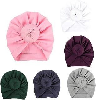 6 Pieces Adorable Baby Knot Headbands Newborn Elastic Sretch Head Wrap Baby Hat (B) Price In India