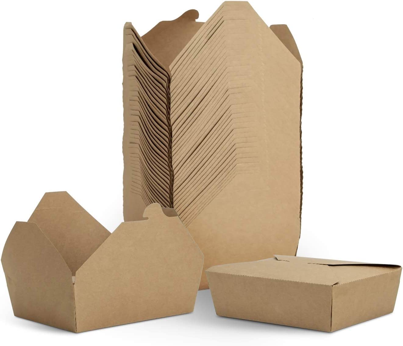 Generico Contenitore per Alimenti da Asporto, 2000ml Scatola di Cartone Kraft Compostabile per Alimenti, Resistenti alle Perdite e al Grasso, per Ristorante Catering e Feste, 75 Pezzi