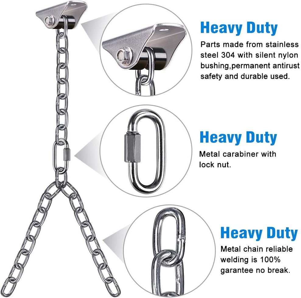 Besthouse Set of 2 Heavy Duty Porch Swing Hanging Chain Kit, Hammock Chair Hardware for Indoor Outdoor Playground Hanging Chair Hammock Chair Punching Bags, 4 Screws for Wooden, 1000LB Capacity, 105" : Patio, Lawn & Garden