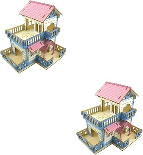 Ipetboom 2 Peças Villa De Dois Andares Para Hamster Casa De Animais Pequenos Casa De Chinchila Para Animais De Estimação Villa De Hamster De Madeira Pequena Casa De Animais De Estimação