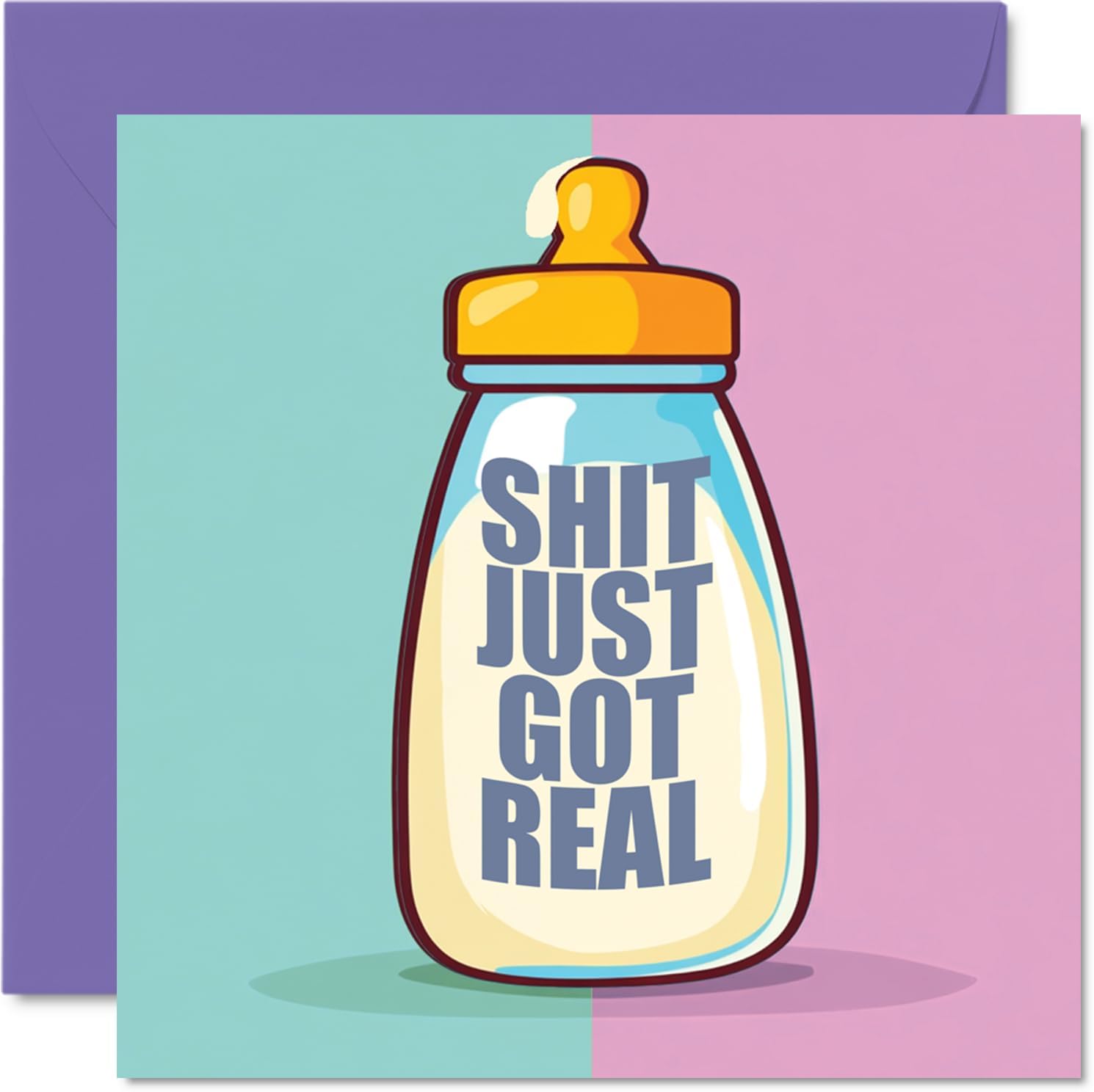 New Baby Card - Just Got Real & Smelly - Congratulations Baby Girl Cards Newborn, Well Done Congrats New Baby Cards, Welcome To The World Home Gifts, 145mm x 145mm Baby Greeting Cards for Parents