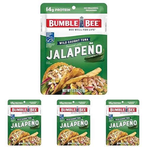 Vista 22 de Bumble Bee Atún sazonado con pimienta agrietada y sal marina, bolsas de 2.5 onzas (paquete de 12) – Listo para comer, tenedor incluido – Bolsa