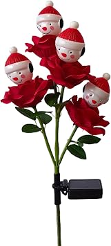 Solar Christmas Lights Waterproof Rose Snowman