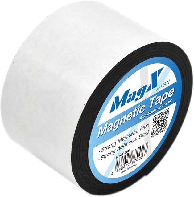 MagX Magnetic Tape with Adhesive 5 cmx3 m, Ultra Thick 1.5mm, Magnetic Strip with Self Adhesive, Flexible Magnetic Roll Tape, Peel and Stick, Anisotropic Strong Magnets, Stationery, Office Supply
