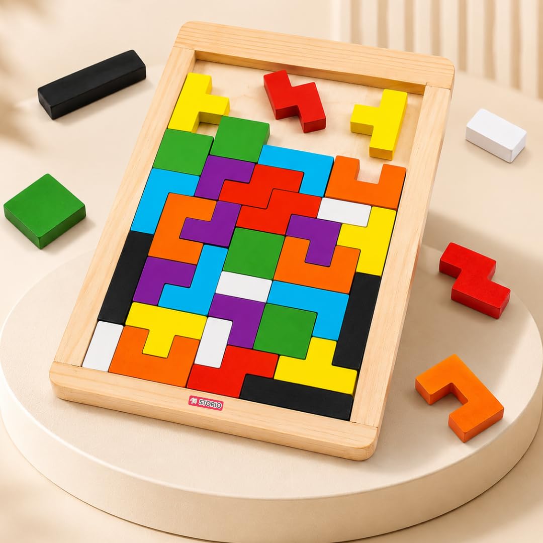 Storio Toys Wooden Russian Blocks Puzzles for Kids Adults, Wood Intelligence Puzzle for Ages 3-8,Wooden Puzzles Brain Teas