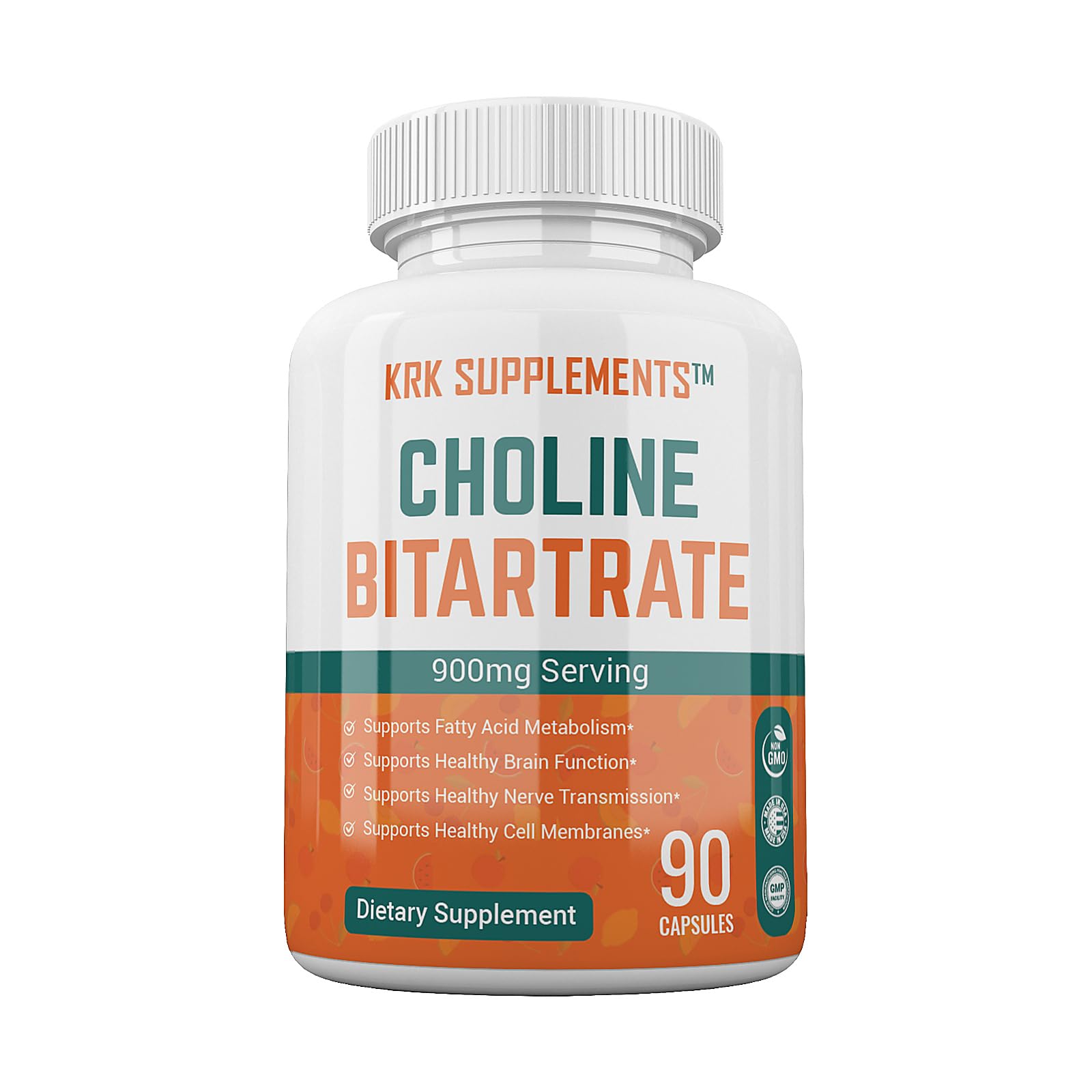 2 Bottles Choline Bitartrate 900mg Per Serving 180 Total Capsules KRK Supplements — Amazon image 7