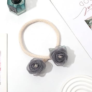 1 Pair of Handmade Artificial Rose Flower Curtain Holdbacks,Curtain Tiebacks Clips Creative Window Drape Twist Tie Backs Curtain Holders Decorative Draperies Holdbacks (Gray)