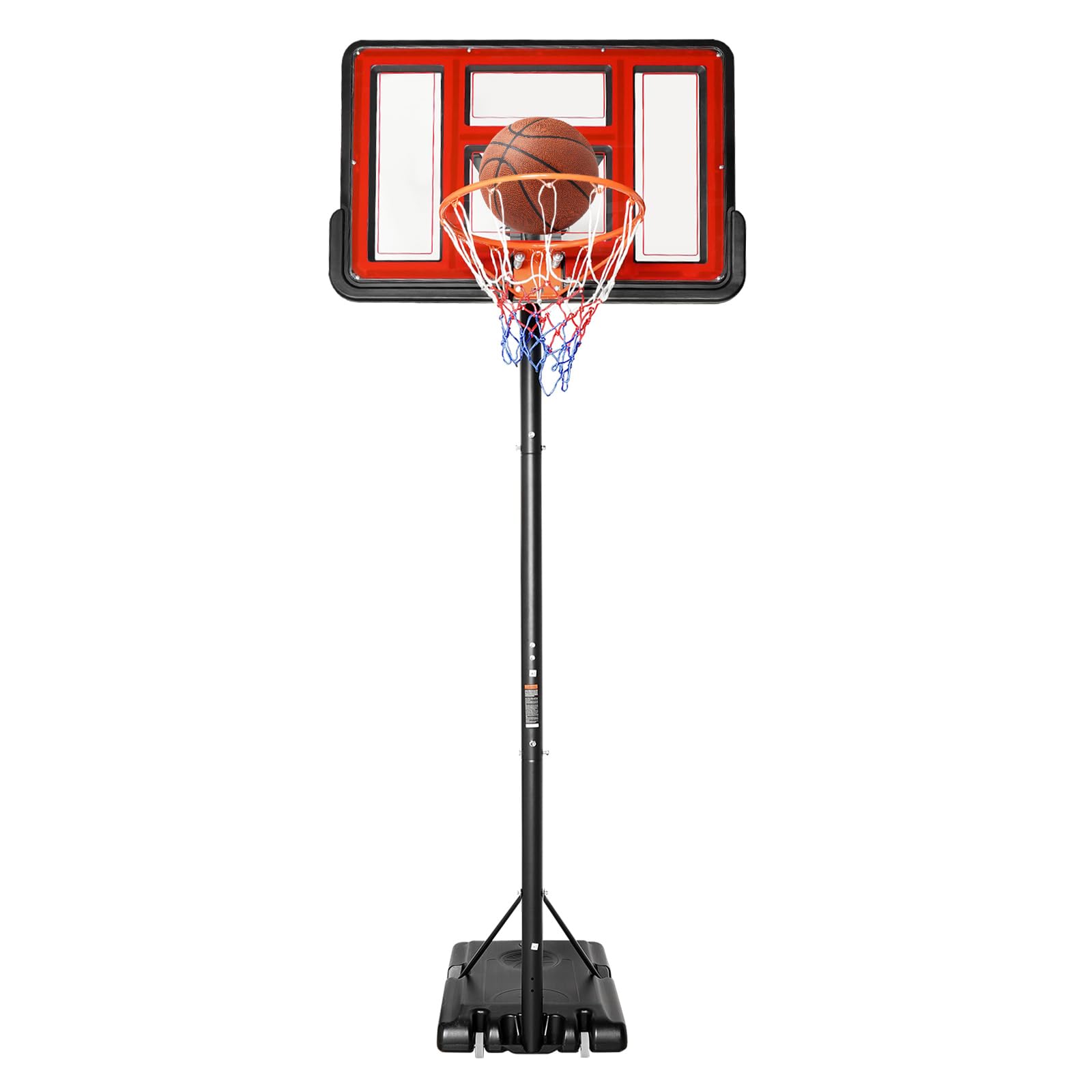 Basketbalkorf voor buiten, 170-305 cm, in hoogte verstelbaar, basketbalstandaard met 110 x 75 cm achterwand en 2 wielen, mand voor kinderen, volwassenen (grijs