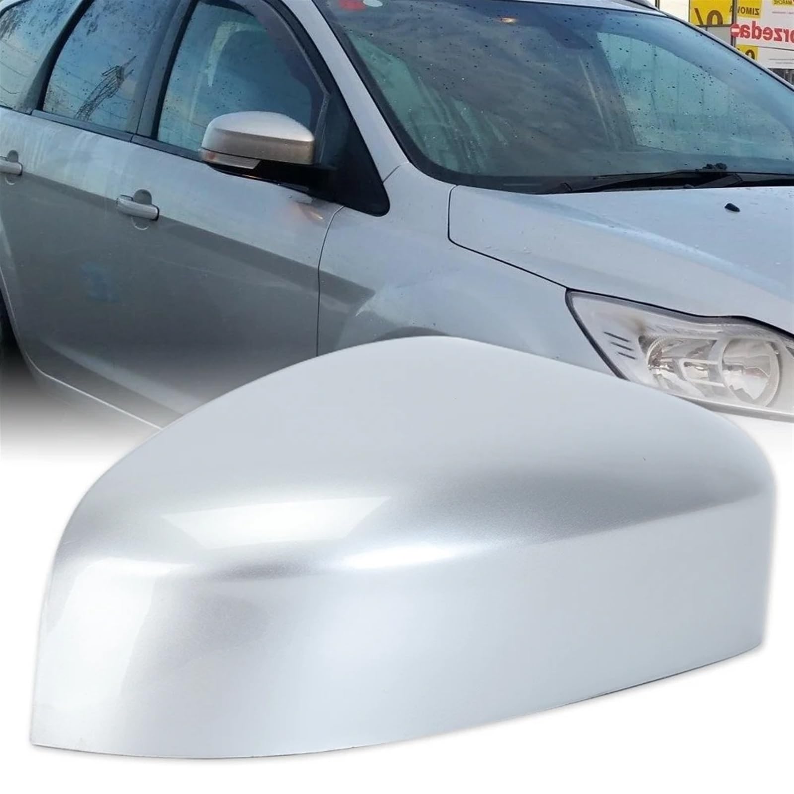 Calotta Specchietto Retrovisore Per Ford Per Focus MK2 MK3 Per Mondeo 2008 2009 2010 2011 2012 2013 2014 2015 2016 2017 Copri Specchietto Retrovisore Laterale In Argento CALOTTE SPECCHIO DESTRA(Left)