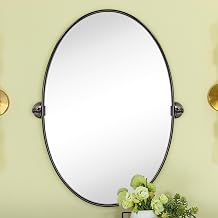 TEHOME Farmhouse Oil Rubbed Bronze Oval Metal Pivot Bathroom Vanity Mirror Tilting Beveled Vanity Mirrors for Wall, Overall 23.99 x 30 inches Mirrror 20 x 30 inches