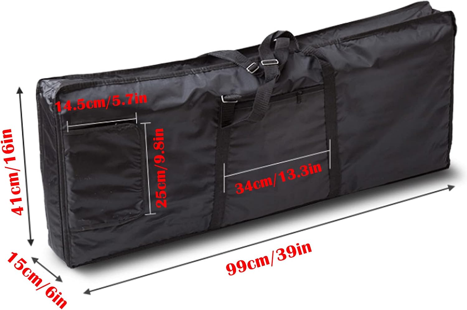39" 61-Note Keyboard Gig Bag Electric Piano Case Padded with 6mm Cotton,Adjustable Shoulder Travel Strap and Storage Pocket - Black for 61 Key Electric Piano, 39'' x 16" x 6''