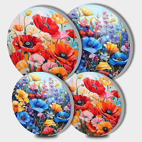 Easter Rabbit Art Stove Burner Covers Set of 4,Flowers Eggs Stove Top Covers for Gas Burners Tulips,Butterfly Pattern Electric Stove,Gas Stove Burner Covers,Metal Stove Burner Cover Gift(Colorful)