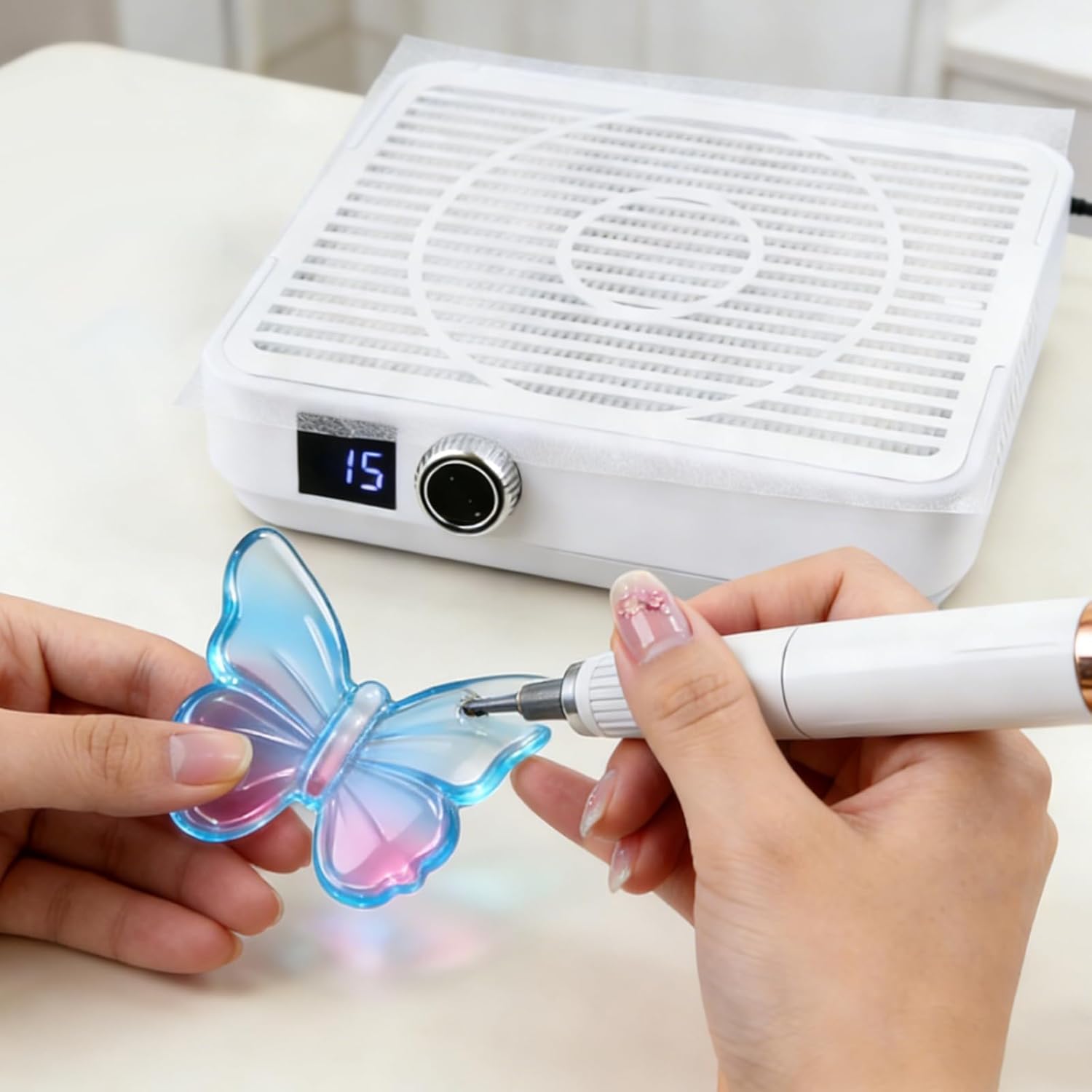 Resin dust Collector, Resin molding Auxiliary Tool, Resin dust Removal Tool with 100 Filter Papers, Professional Jewelry Making&DIY Decoration Resin Tool,Dust Removal for Resin Handcraft Enthusiasts