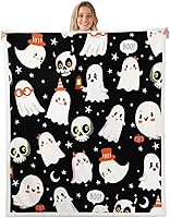 Vista 8 de Manfei Manta metálica de Halloween con diseño de araña robótica metálica para decoración de habitación de niños, manta de tela de araña para sofá