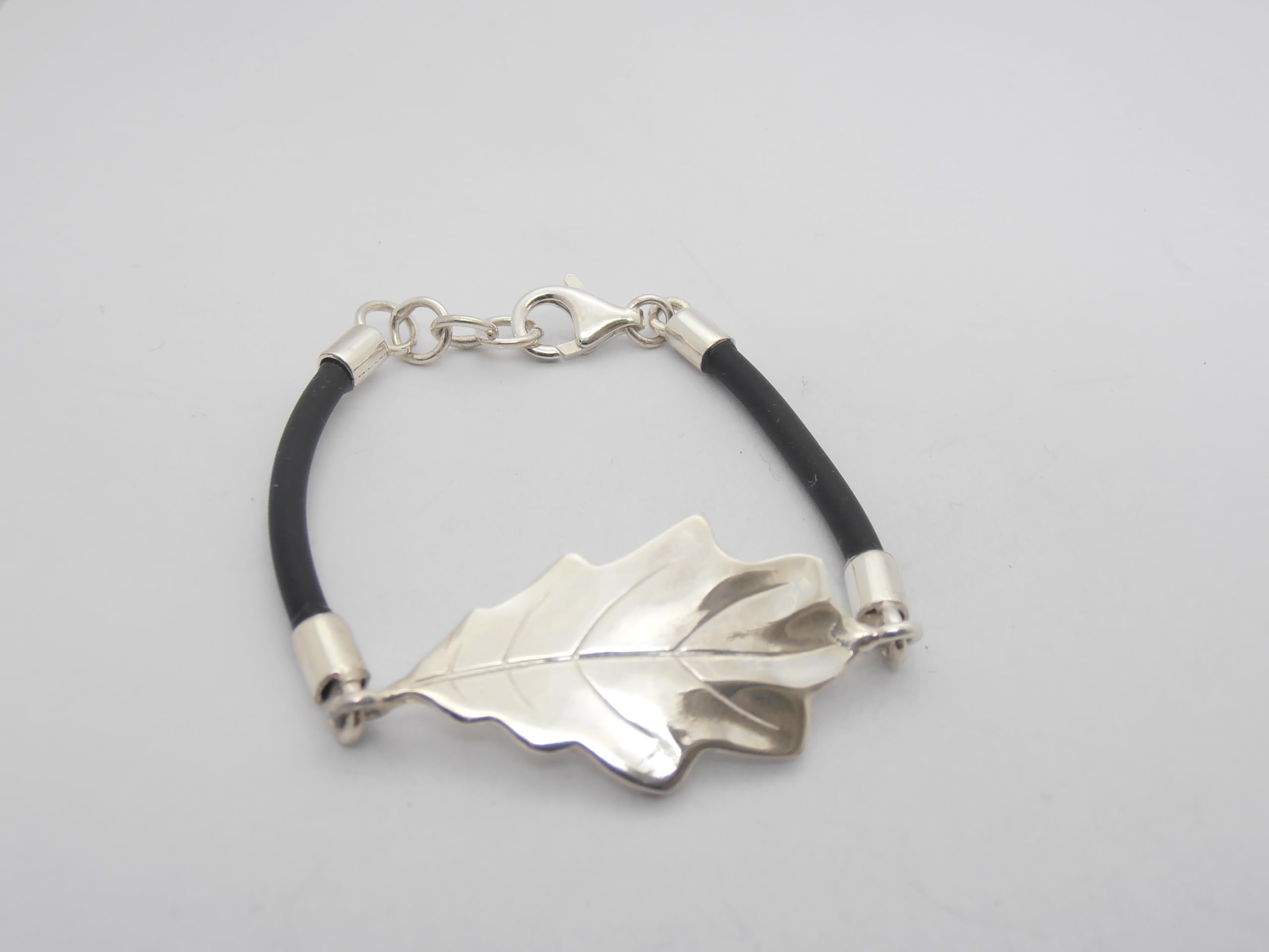 Quercia : Braccialetto in Argento 925 - Bracciale con Foglia Simbolo di Forza e Giustizia