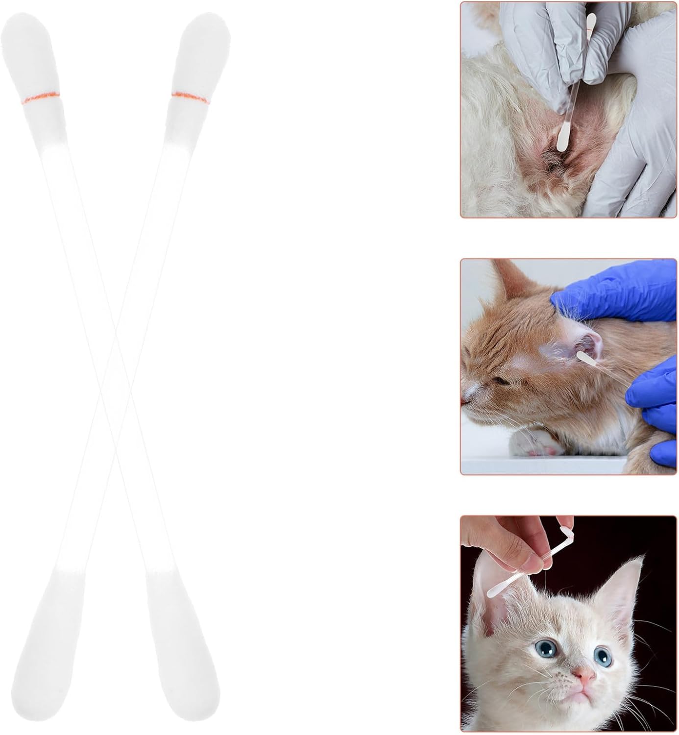 Dog and Cat Ear Cleaning Swabs 50pcs Soft Cotton Tips Ear Wax Removal Safety Swabs