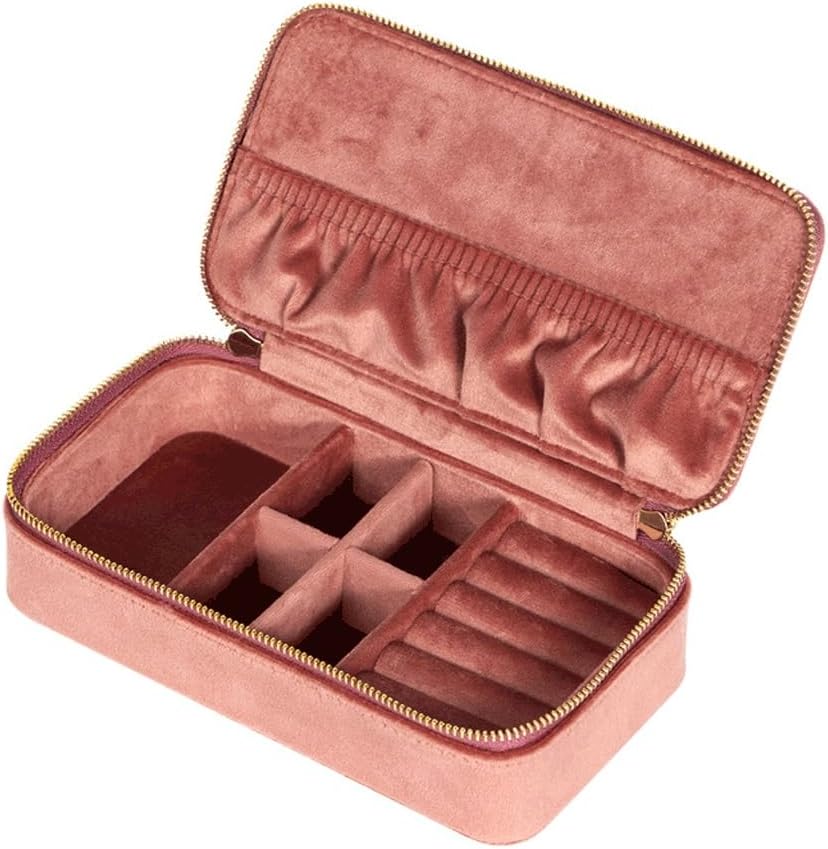 JSEIAJB Compartmentalized Design Small Body Velvet Multifunctional Protection Jewelry Storage Box(D)