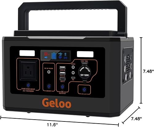 Miniatura 10 de Geloo Generador solar portátil de 500 W con salida de CA de 110 V500 W, capacidad de 135000 mAh, 499 Wh, negro