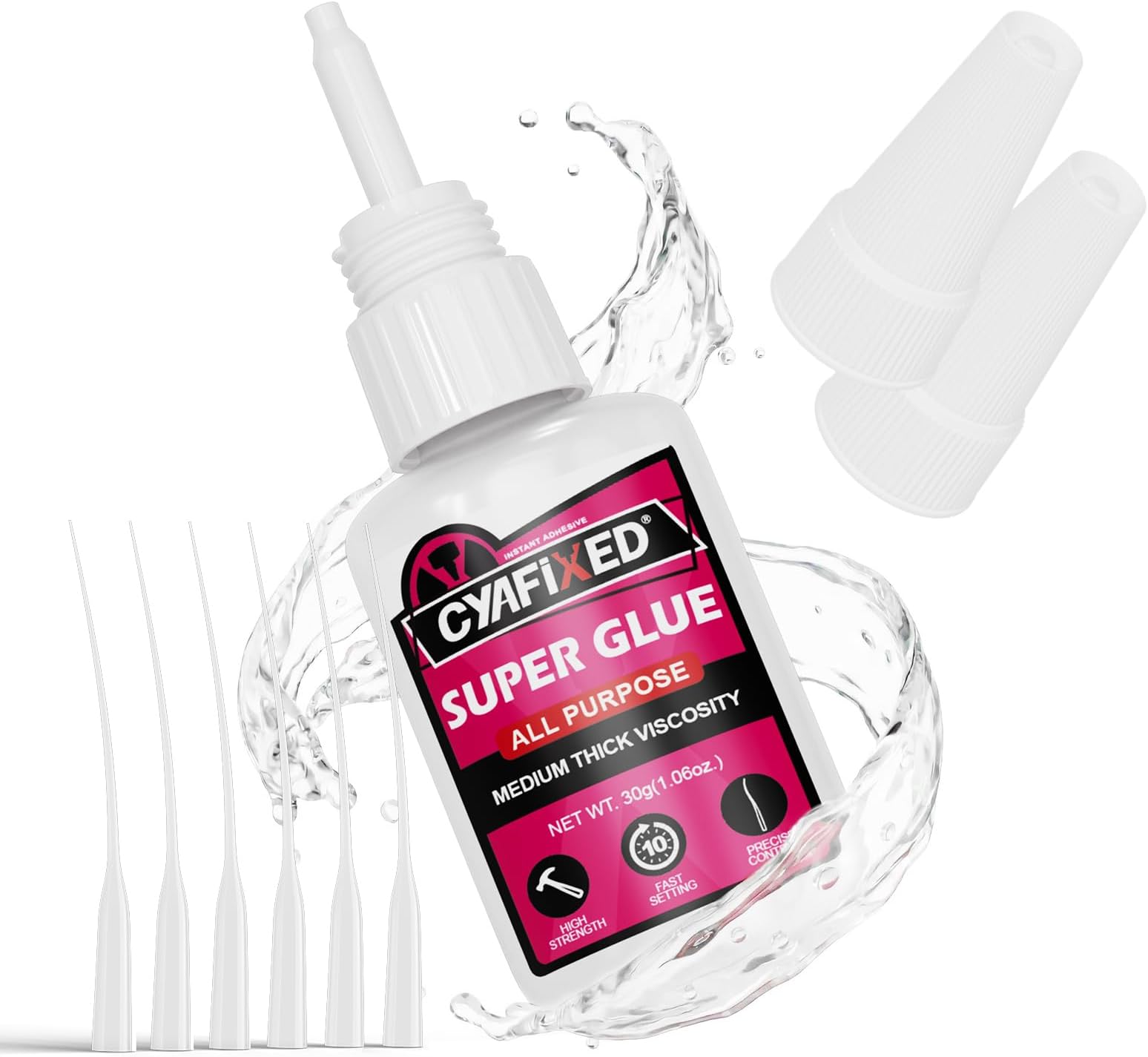Super Glue Liquid, Instant Clear Cyanoacrylate Medium Thick Viscosity Adhesive, Food Safe CA Glue For Shoe Repair Leather Ceramic Plastic Glass Metal Wood Aquarium Porcelain Rubber Pottery Model Craft