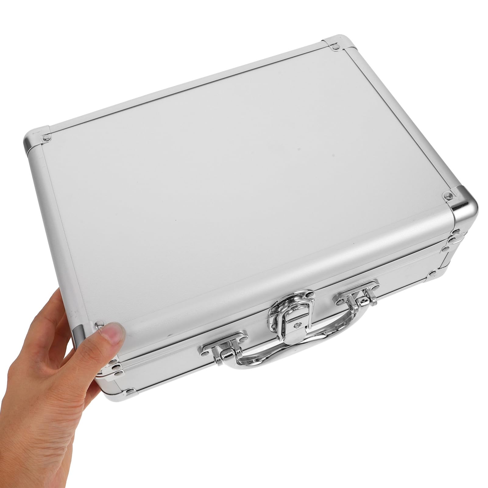 Aluminiumlegierung Werkzeugkoffer Silber mit Griff und Hartschale | 2-lagige Schaumstoffeinlage, Tragbares Format für Reise und Alltag, für Elektronik und Gerät