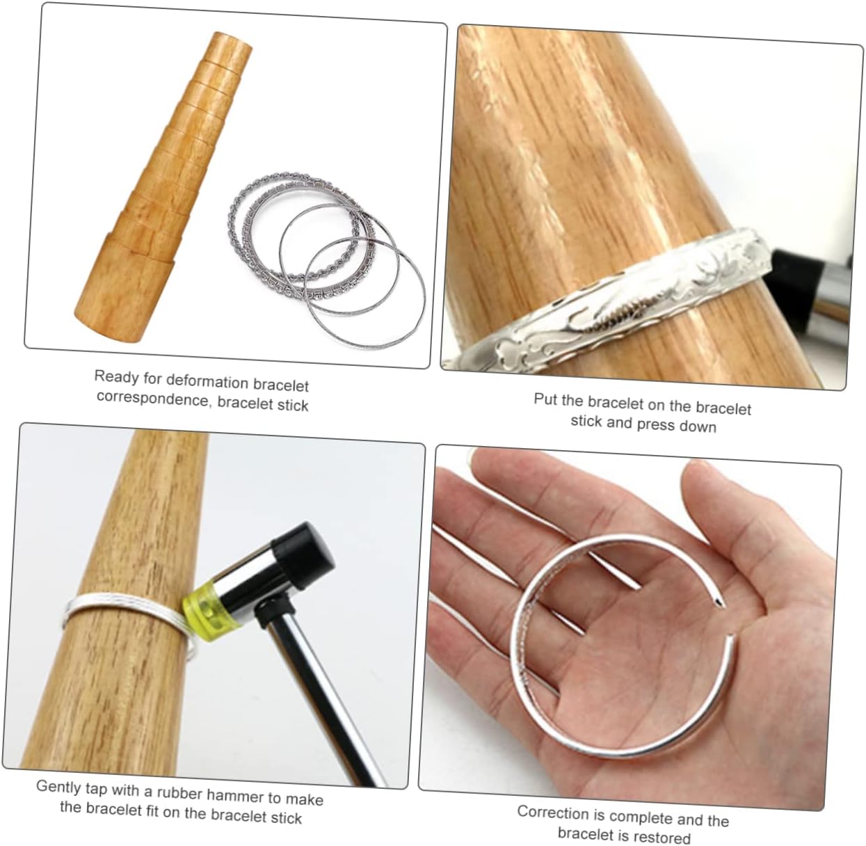 Operitacx DIY Wood Bracelet Mandrel Tool for Jewelry Making Adjustable Round Bangle Shaping Tool 1-Piece Wooden Mandrel for Crafting and Repairing Bracelets