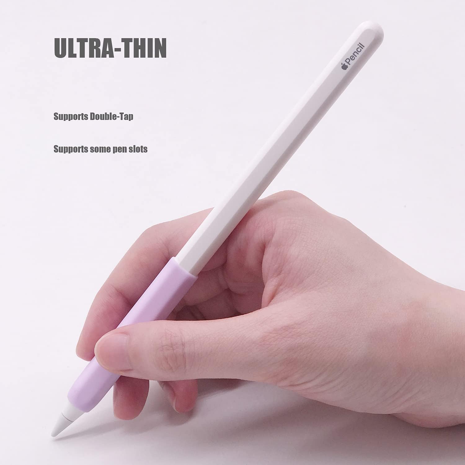 YINVA 4 PCS Ergonomic Grip Holder Compatible with Apple Pencil 2nd Generation, Premium Silicone Case Cover Sleeve Accessories Compatible with iPad Pencil 2 Gen (Blue,Navy Blue,Gray,Black) image 5