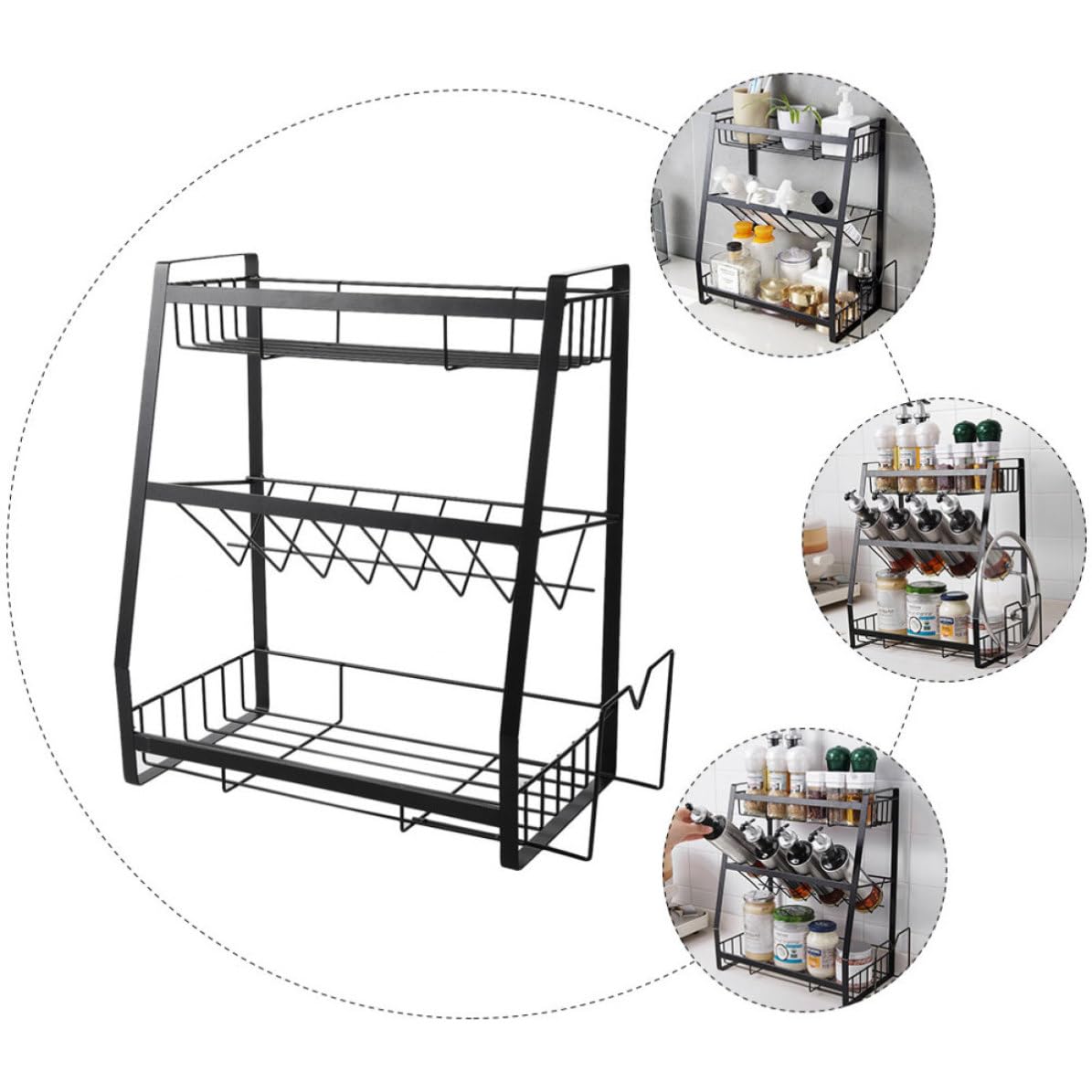 USHOBE Porta Spezie a Tre Livelli in Ferro per Cucina e Buffet