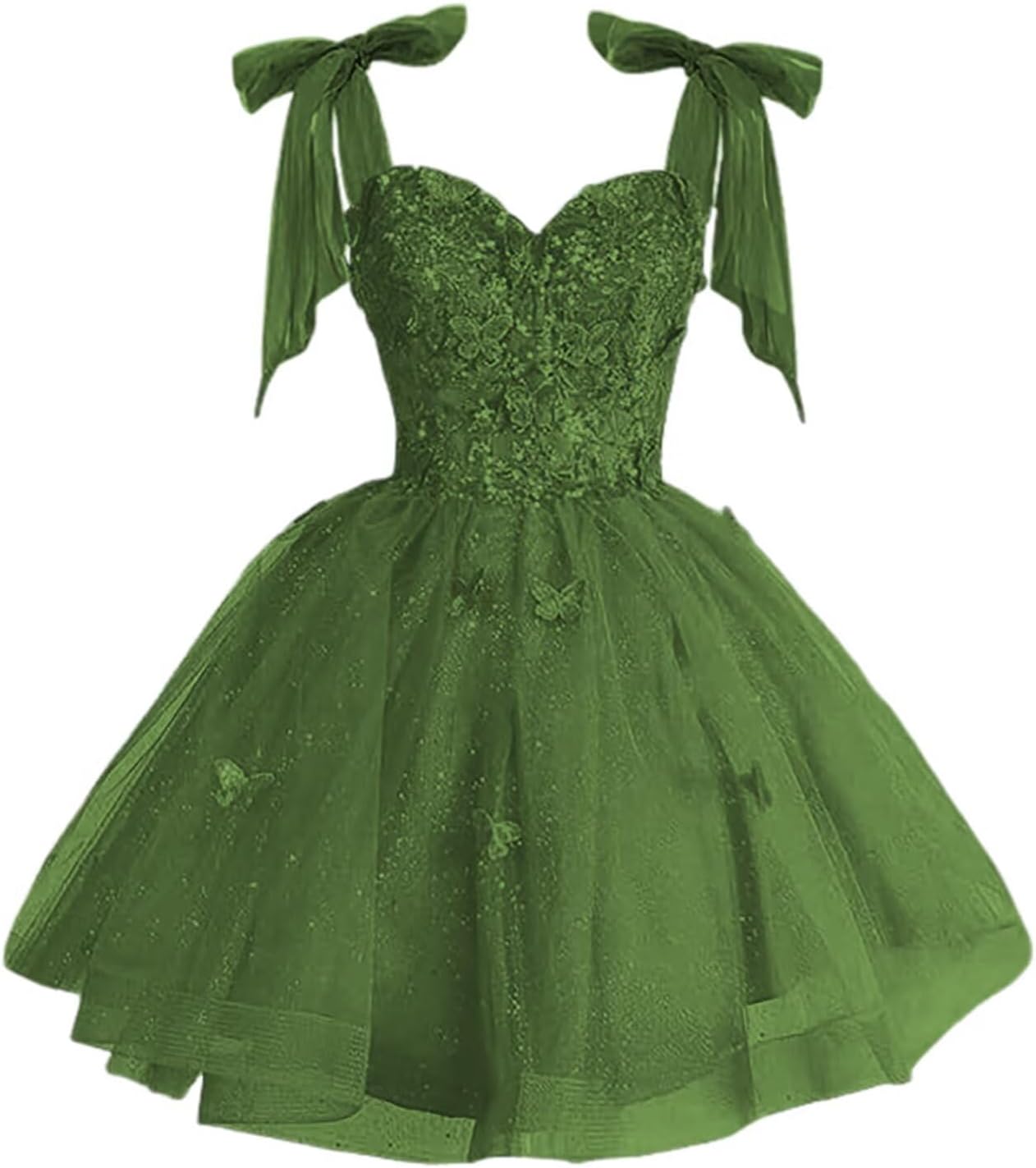 Teens Bow Straps Glitter Tulle Short Homecoming Dresses 3D Butterfly Cocktail Party Dress VS196