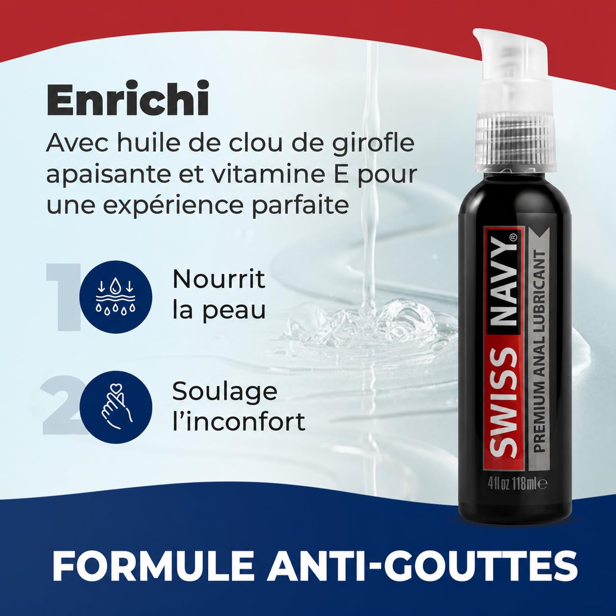 SWISS NAVY Lubrifiant anal en silicone de qualité supérieure, 4 oz, MD Science Lab