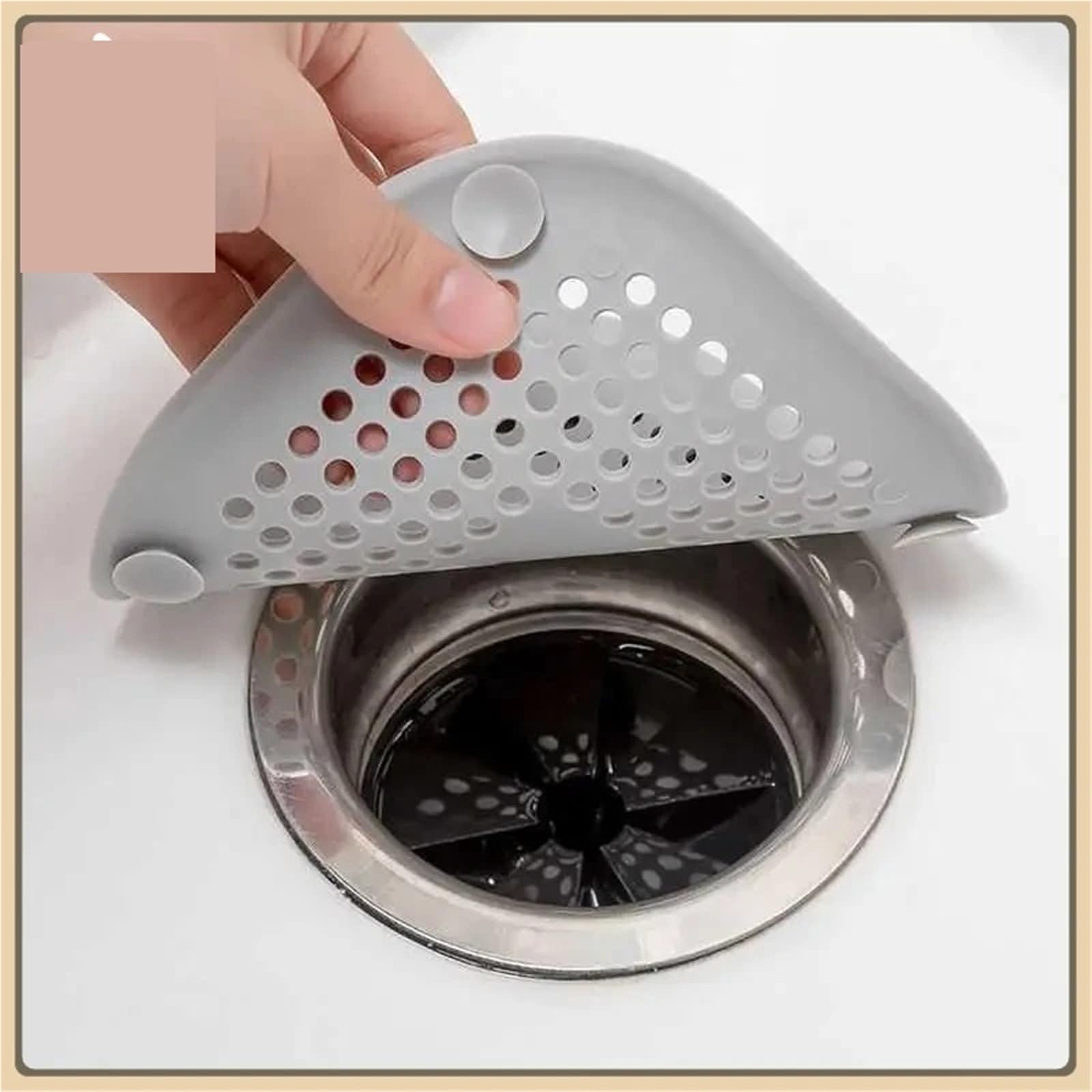 Filtro De Drenaje De Piso con Ventosa Inferior | Coladores de cocina cuadrados fáciles de usar(10pcs grey)