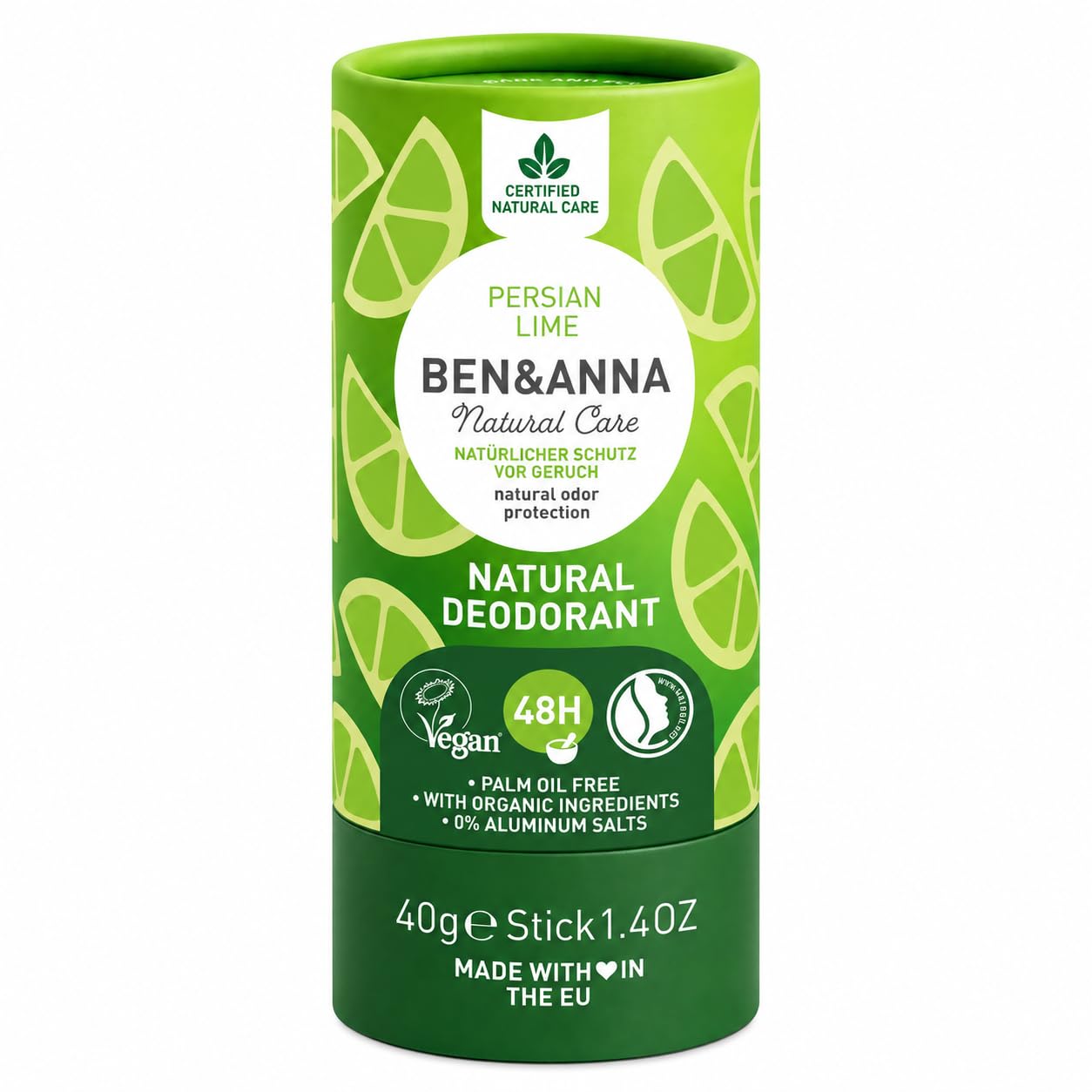 Ben Anna Persian Lime Natural Deodorant Stick Paper Tube 40g