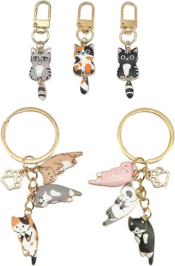 5 Pieces Cat Pendant Keychain, Cute Cartoon Animal, Fashionable Bag Pendant, Personalized Key Accessories