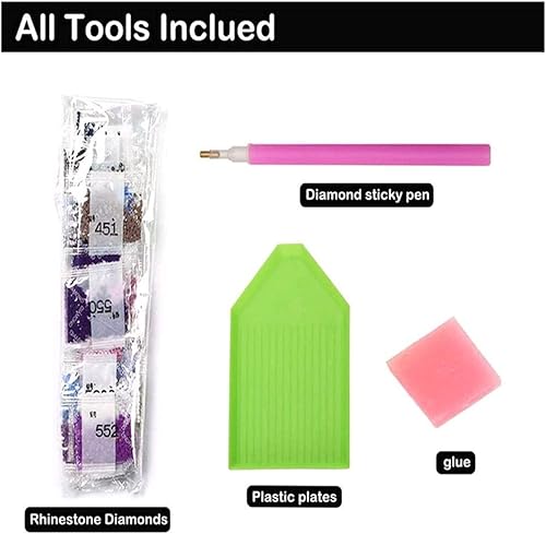 Miniatura 5 de BLUEDP Kits de pintura de diamantes de colores para gatos, kits de pintura de diamante para adultos, taladro redondo completo de pintura de